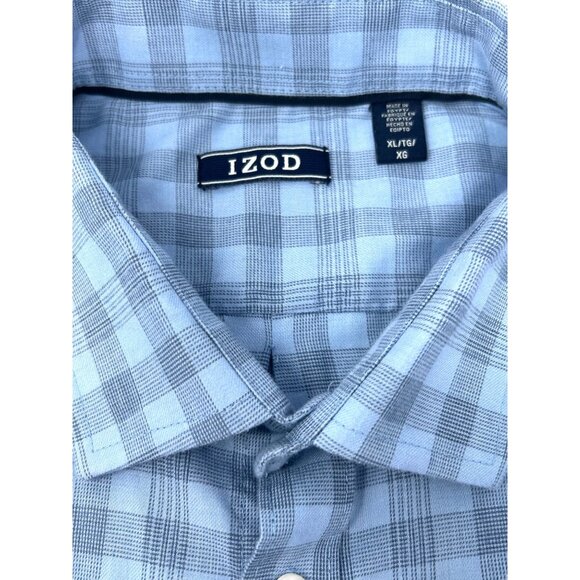 Izod Mens Blue Checkered Long Sleeve Button-Down Shirt - Size XLT - Picture 6 of 6